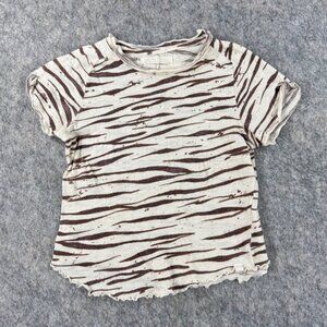We The Free Short Sleeve Zebra Stripe Tee in Cream and Brown